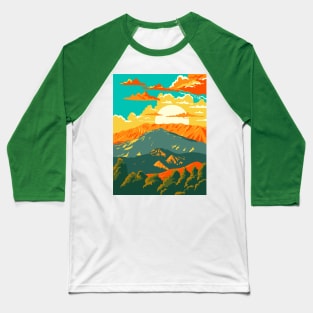 Mount Parnassus in Parnassos National Woodland Park Greece WPA Art Deco Poster Baseball T-Shirt